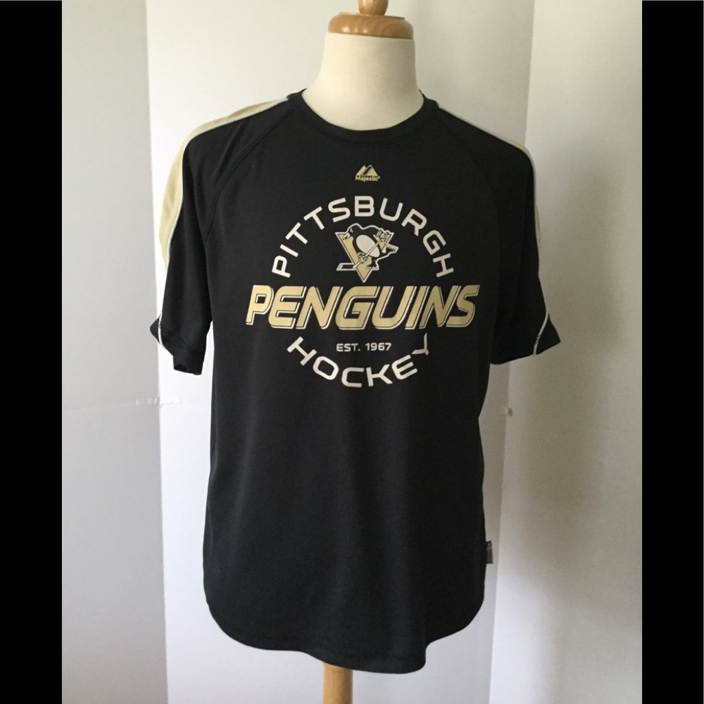 MAJESTIC Pittsburgh Penguins Black w/Beige Hockey Shirt (Size L)